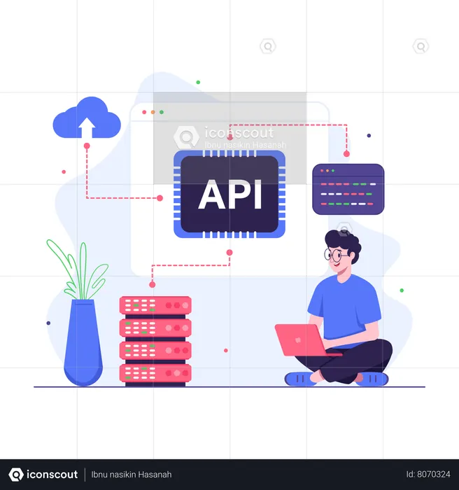 Programmer doing API integration  Illustration