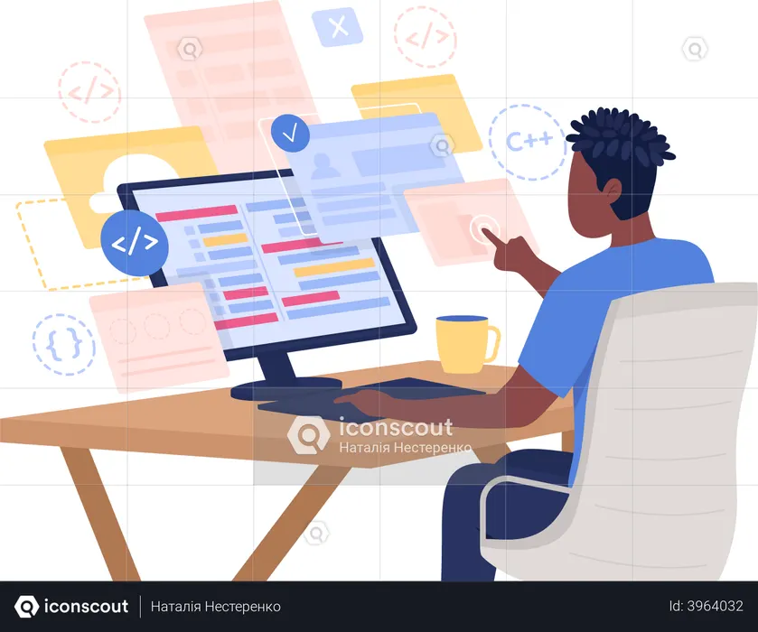 Programmer doing coding  Illustration