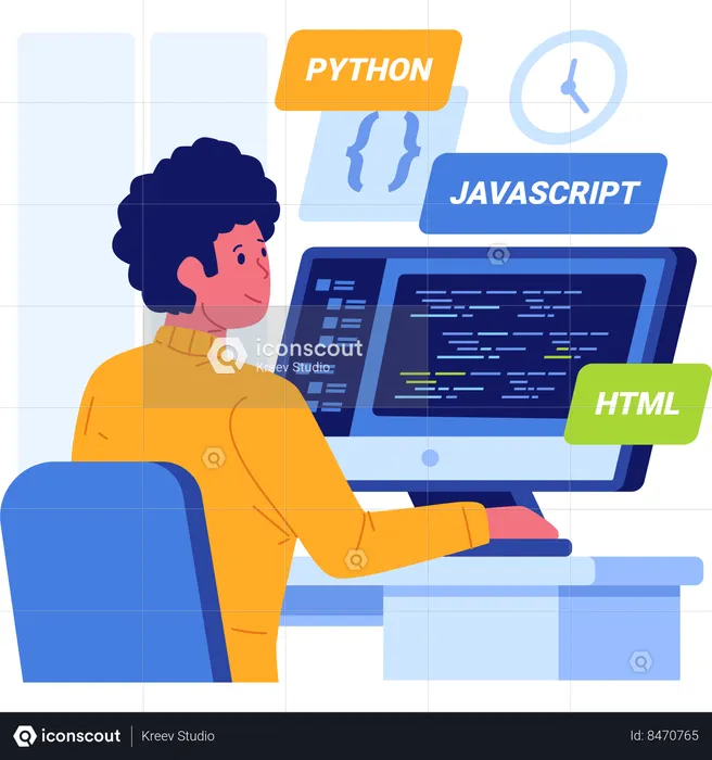 Programmer doing coding  Illustration