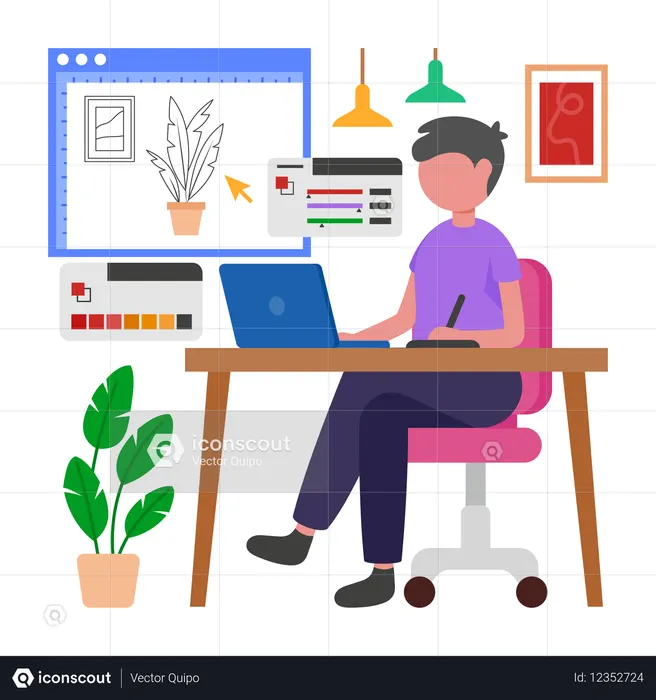 Programmer doing Coloring Design  Illustration