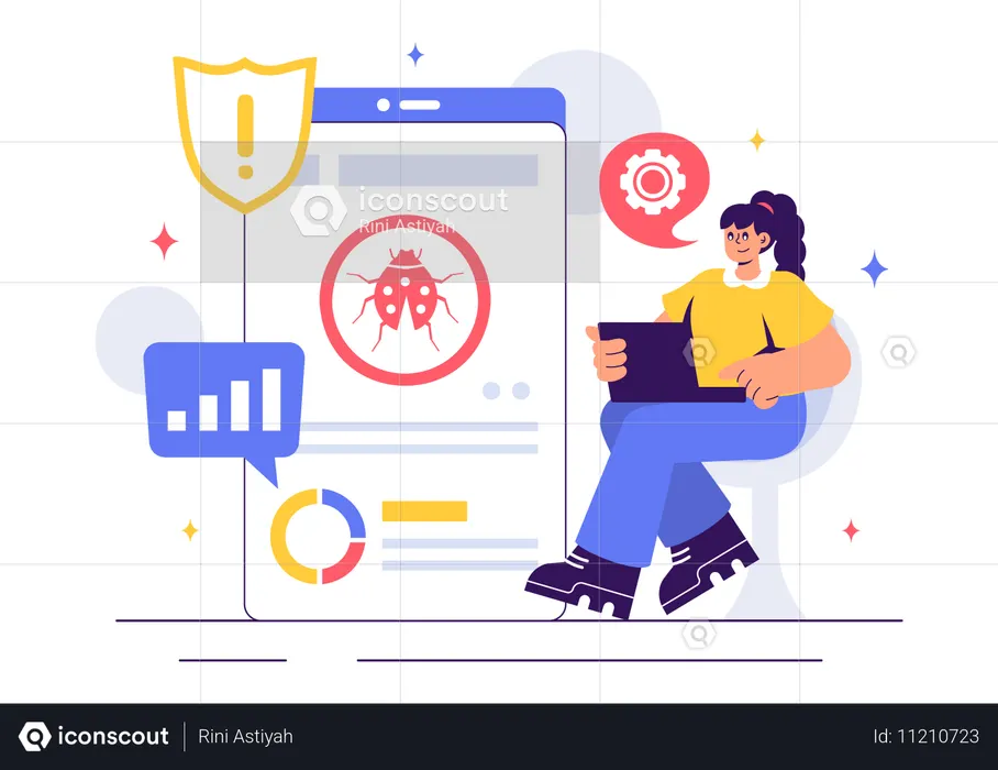 Programmer doing Software Testing and Debugging  Illustration