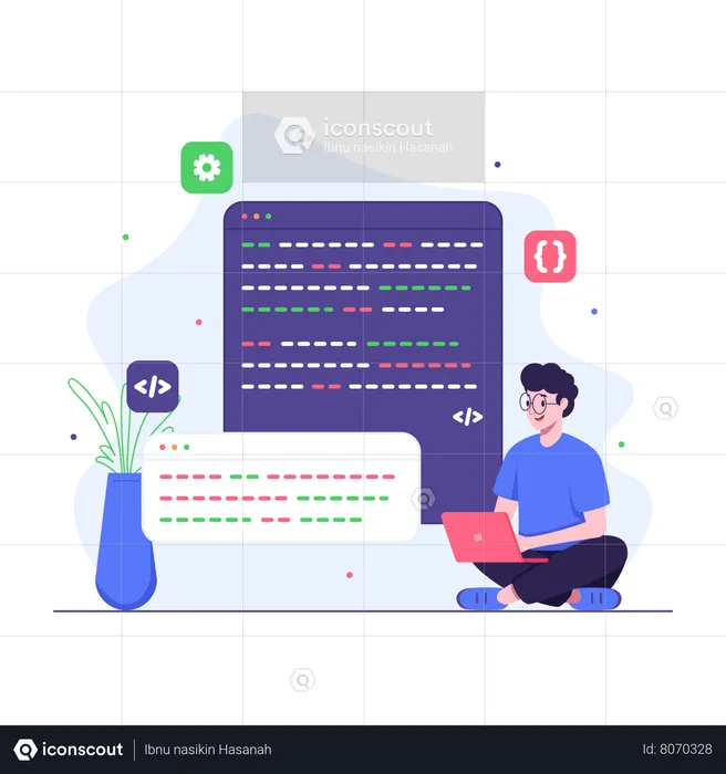 Programmer doing website coding  Illustration