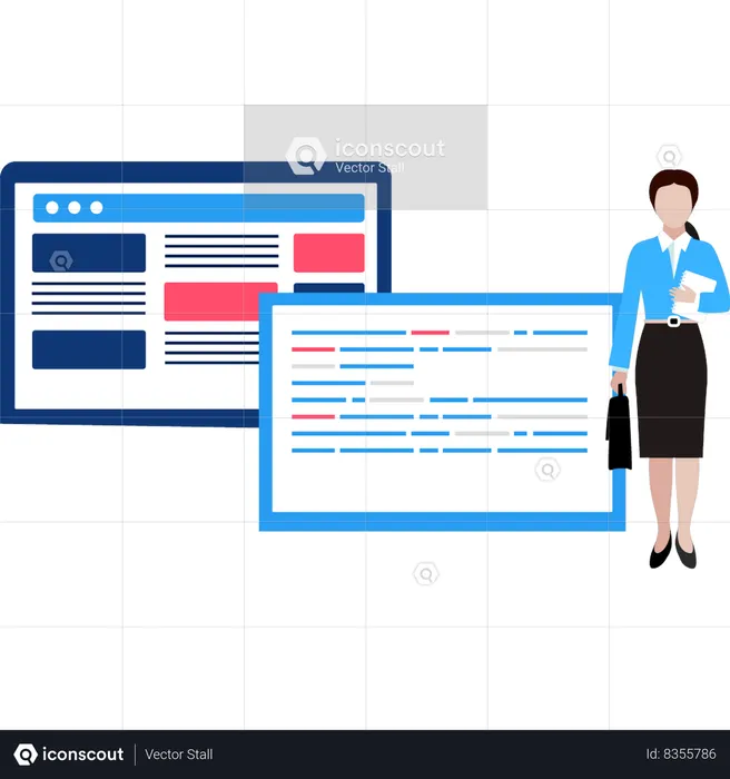 Programmer is analyzing his code  Illustration