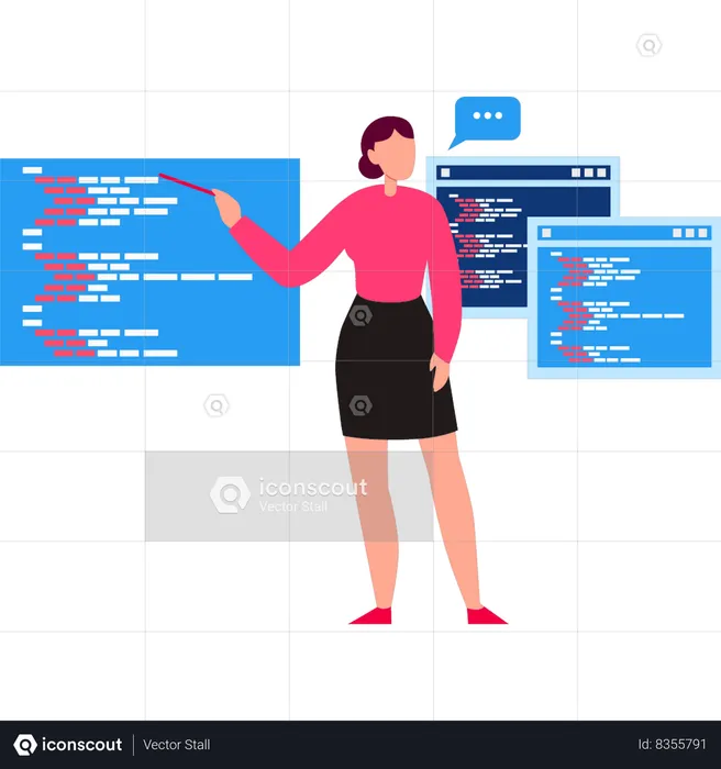 Programmer is analyzing the lines of code  Illustration