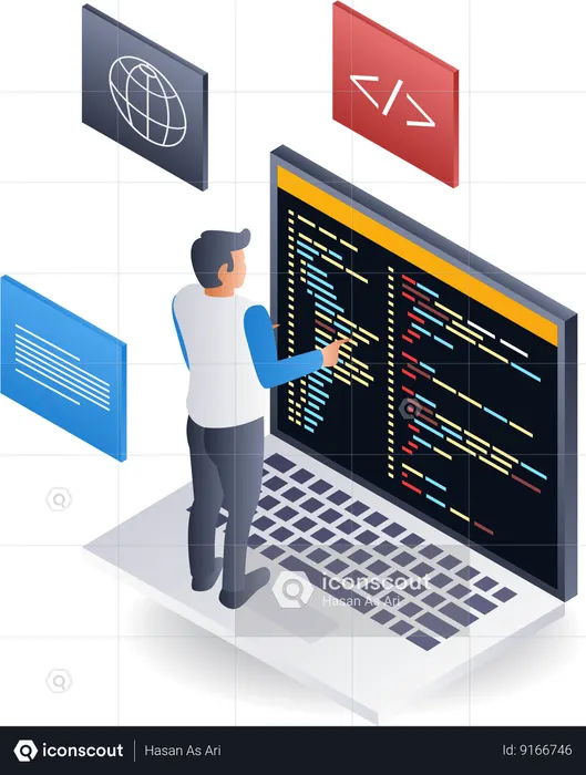 Programmer is completing his assignment  Illustration