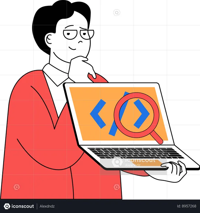 Programmer is doing code analysis  Illustration