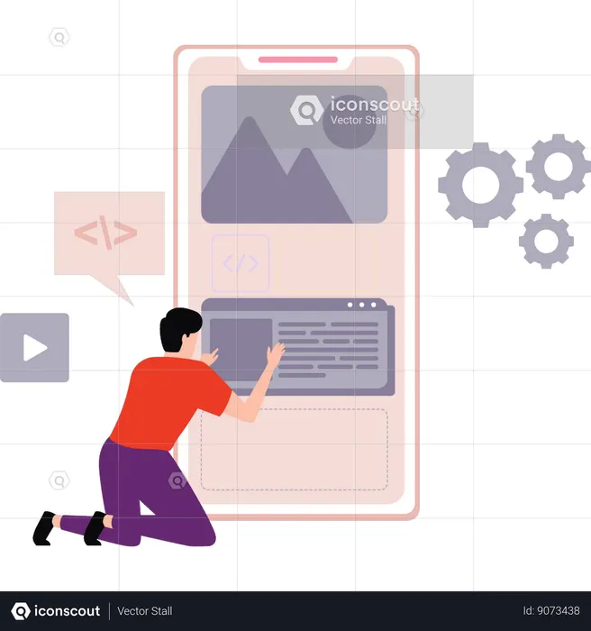 Programmer is doing web coding  Illustration
