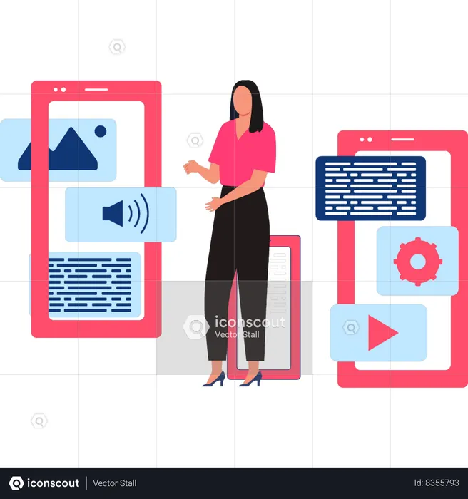 Programmer is testing mobile software  Illustration