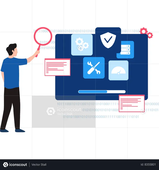 Programmer is working on application security  Illustration