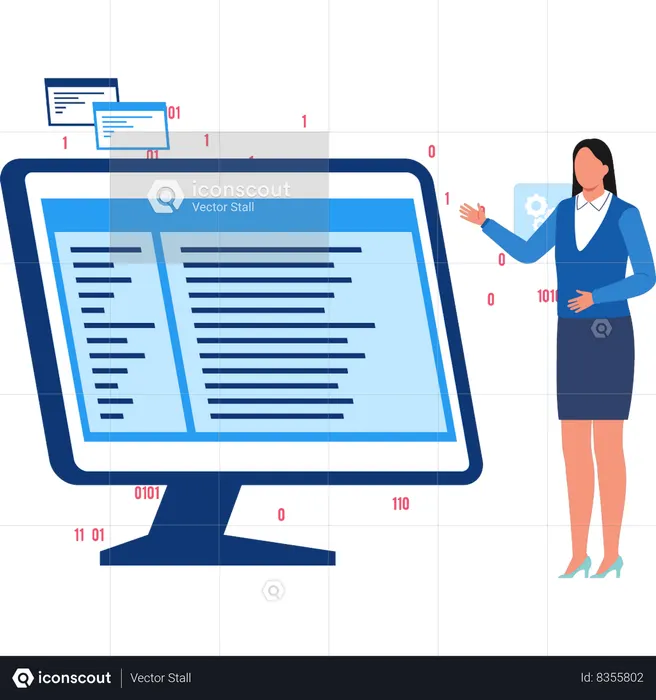 Programmer is writing coding lines  Illustration