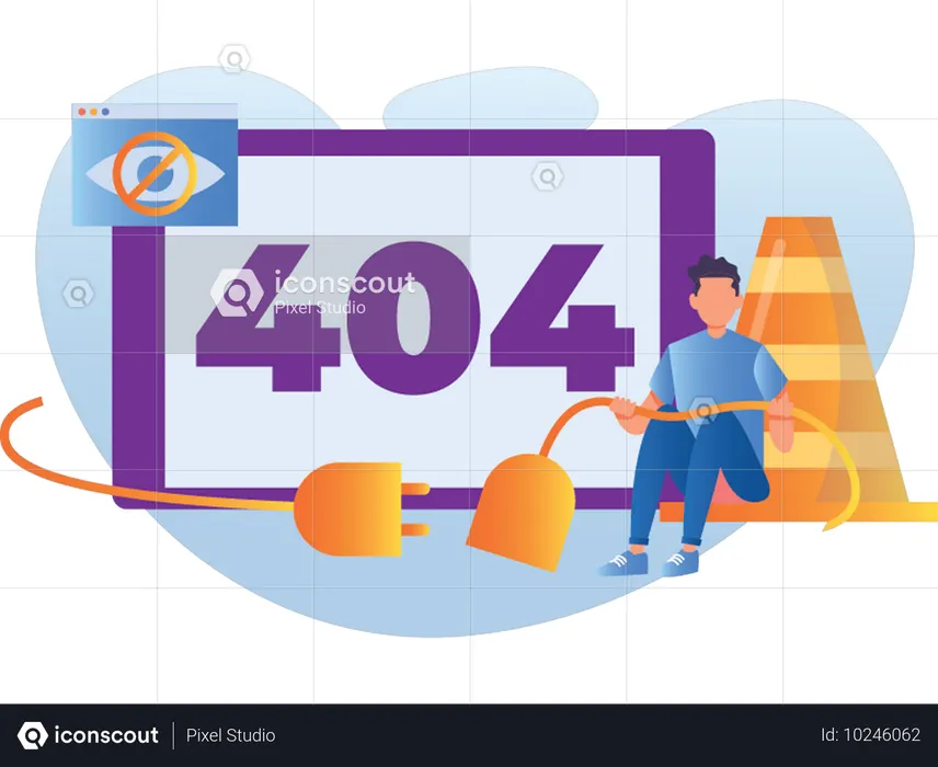Programmer receives 404 error message  Illustration