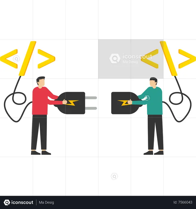 Programmer socket that connects between coding programs  Illustration