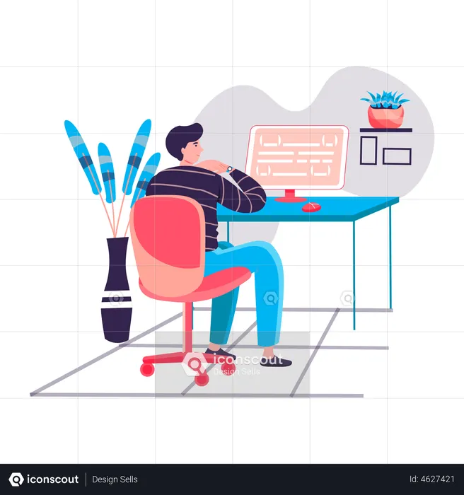 Programmer working at office  Illustration