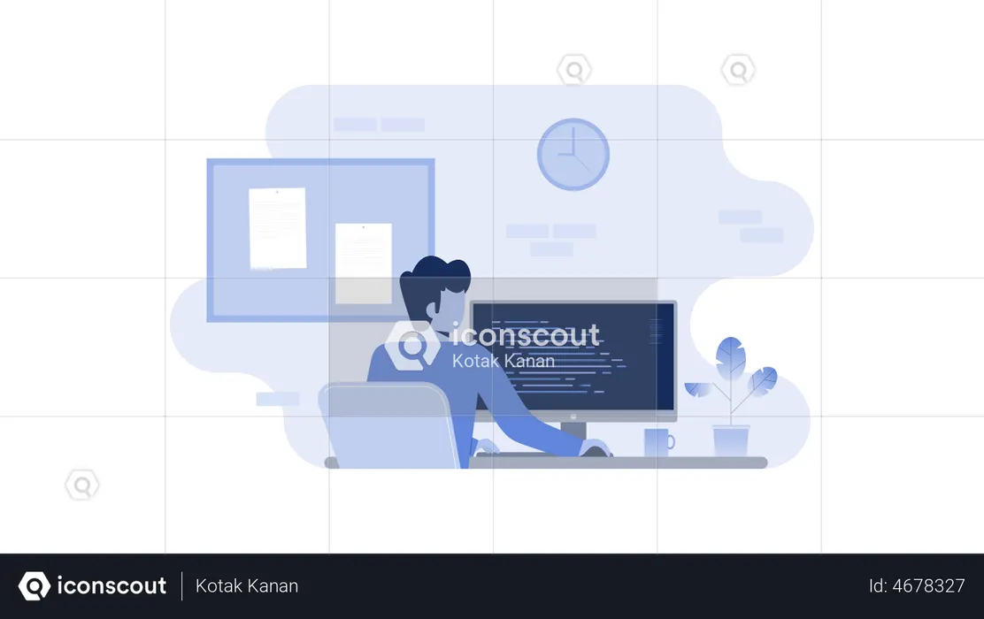 Programmer working from office  Illustration