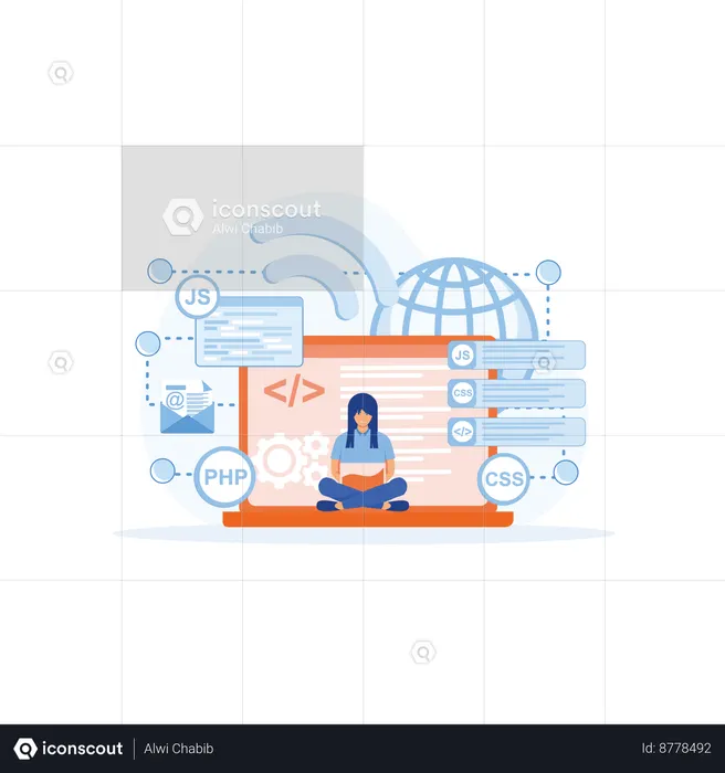 Programmer working on code  Illustration
