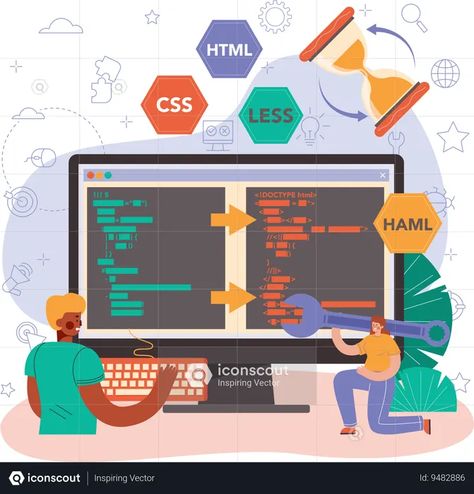 Programmer Working On Software Development Illustration - Free Download ...