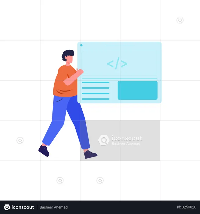Programmer working on web coding  Illustration