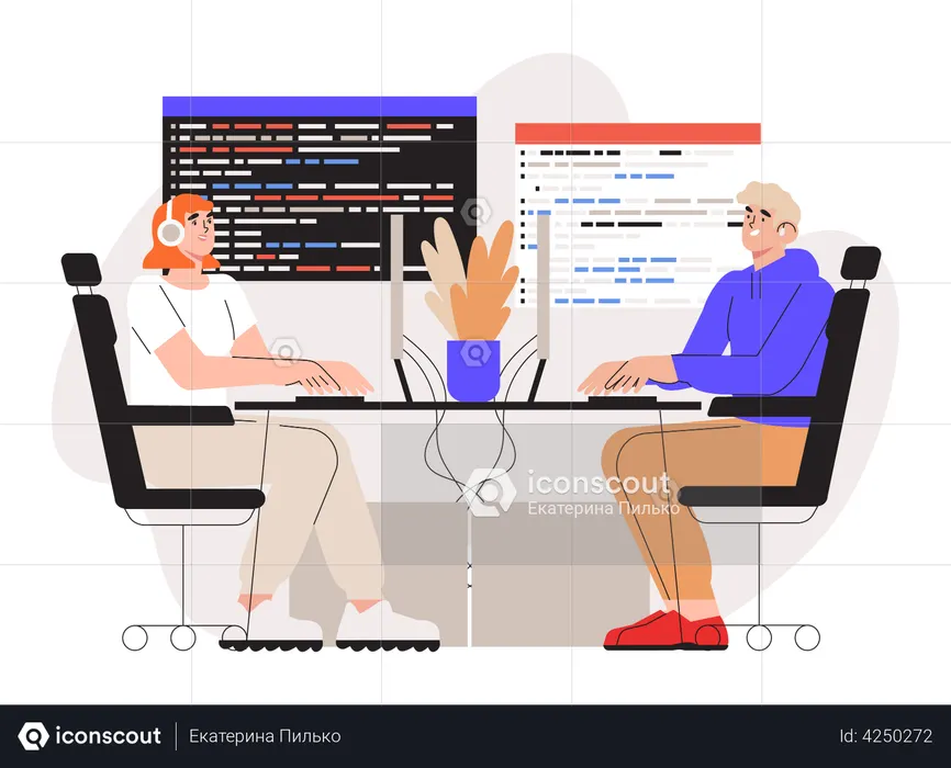 Programmer working on web development  Illustration