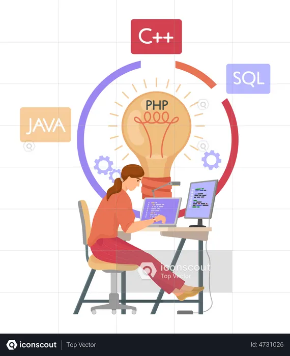 Programmer working on web development  Illustration