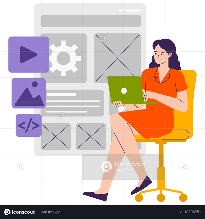 Programmer working on website ui  Illustration