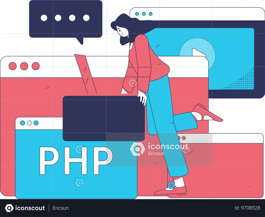 プログラマーはPHP言語で作業します  イラスト