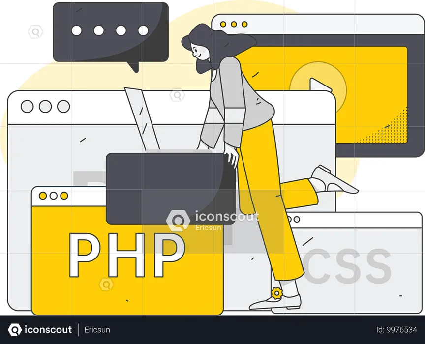 プログラマーはPHP言語で作業します  イラスト