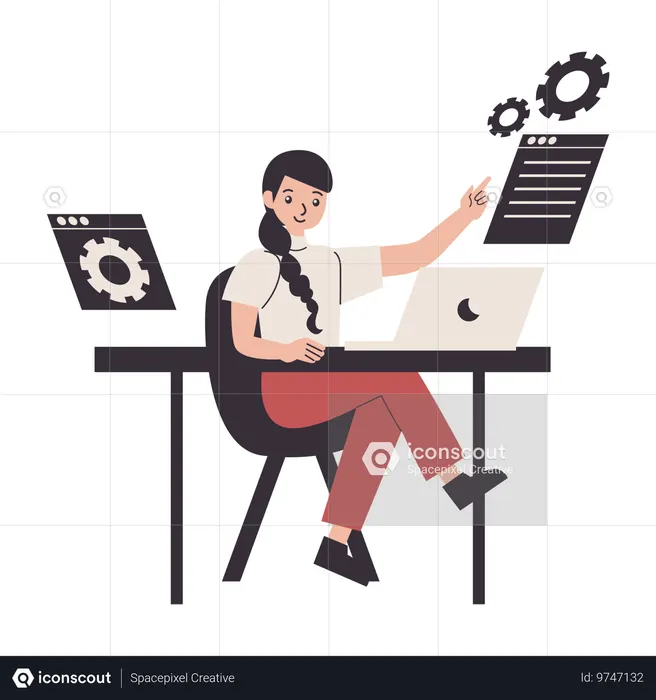 Programmer works on programming lines  Illustration