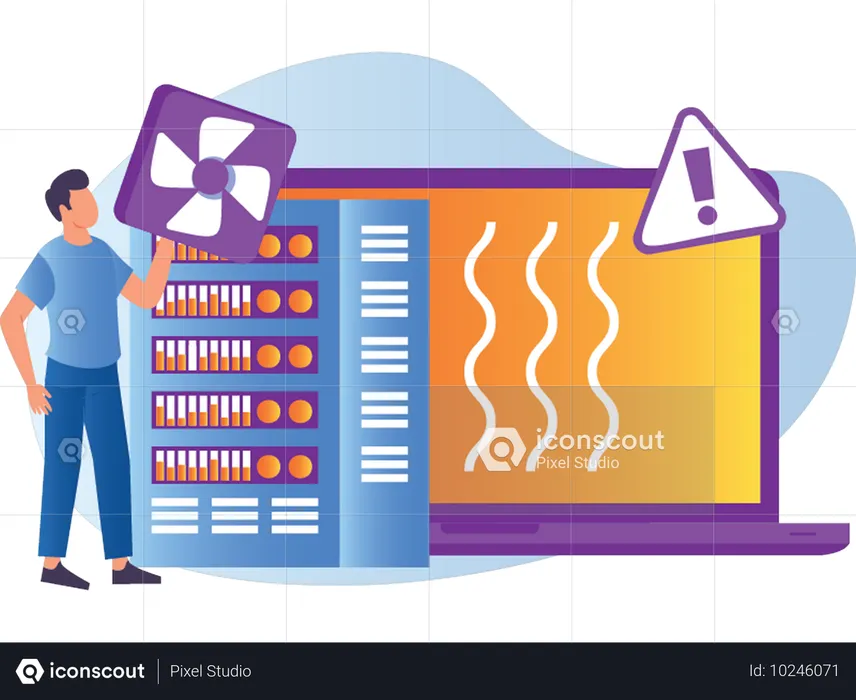 Programmer works on System Cooldown  Illustration