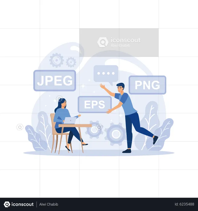 Programmer write software and create code for computer  Illustration