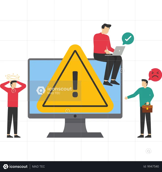 Programmers and users analyze software on computer  Illustration