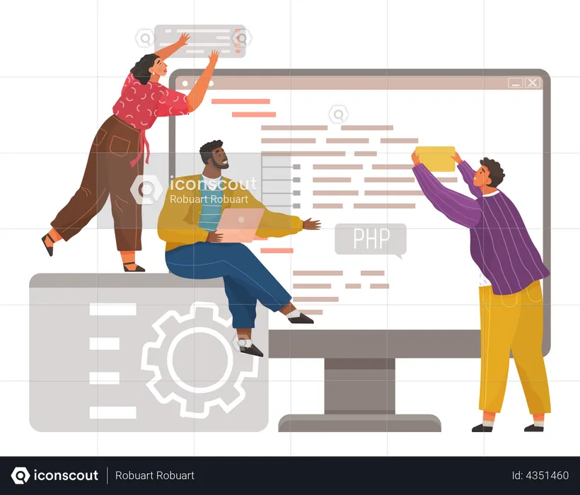 Programmers working on web development  Illustration