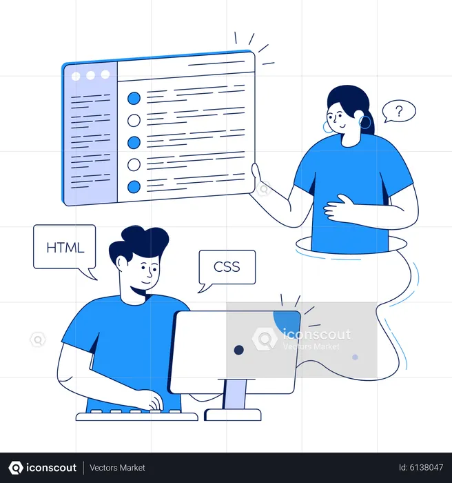 Programmers working online  Illustration