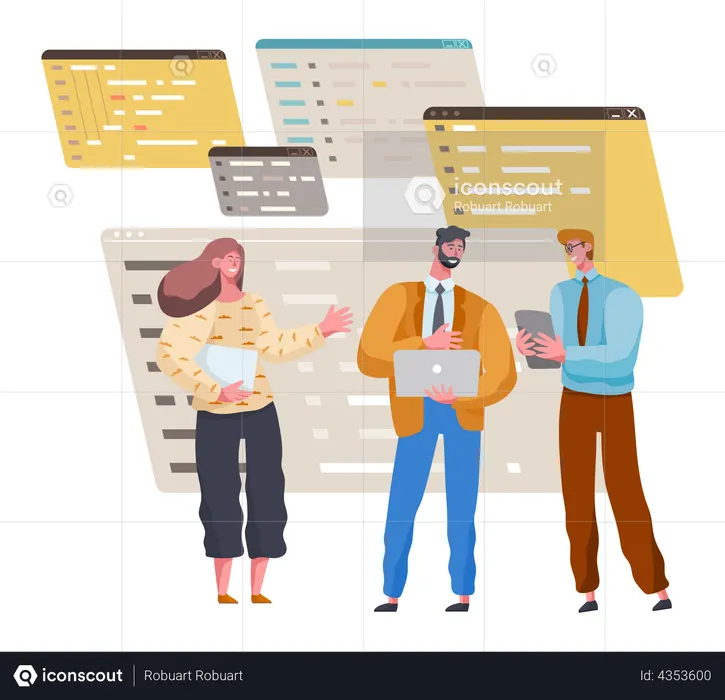 Programmers working together on web development  Illustration