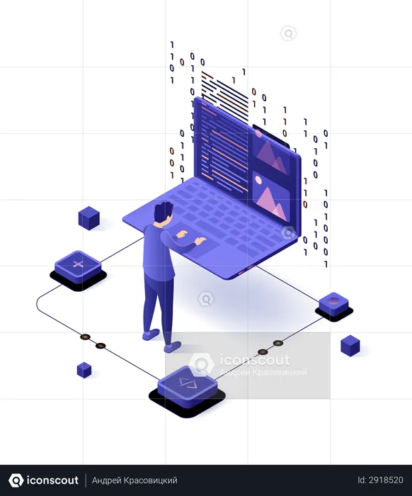 Programmeur faisant de la programmation  Illustration