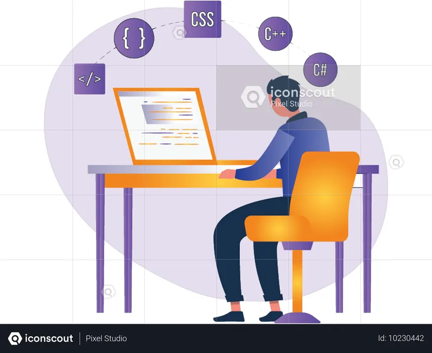 Programmeur masculin Développer un site Web  Illustration