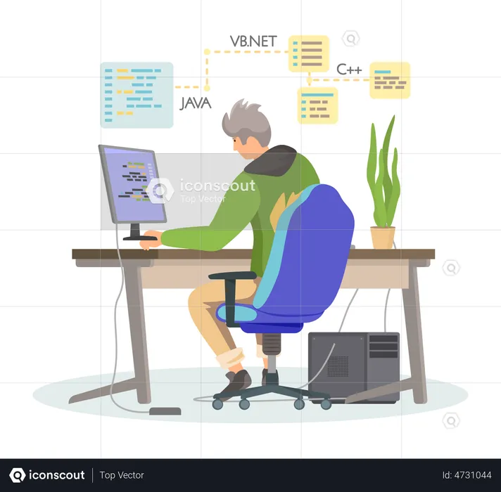 Programmierer arbeitet an Website  Illustration