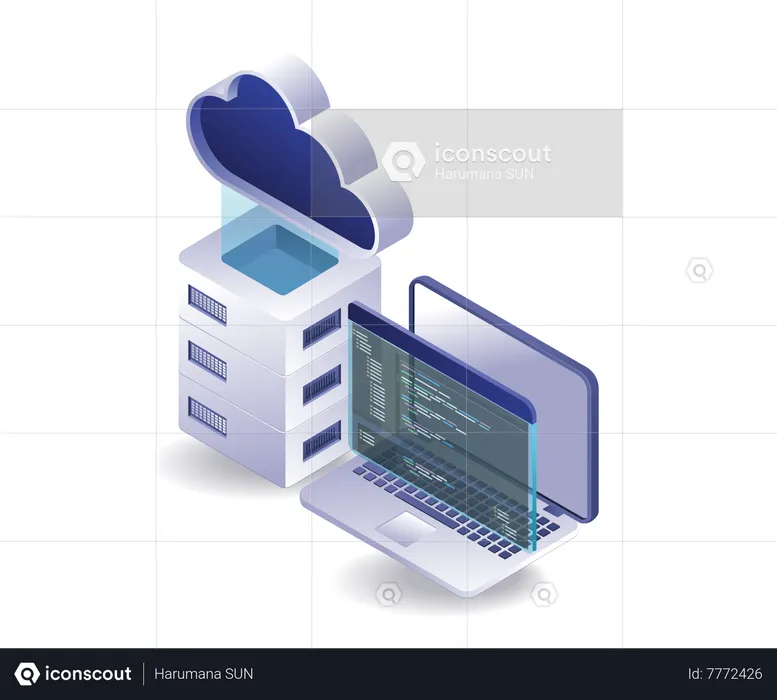 Programming language professional cloud server  Illustration