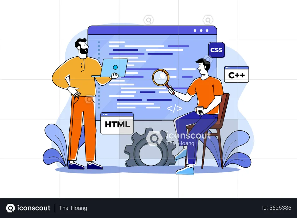 Programming team developed code  Illustration