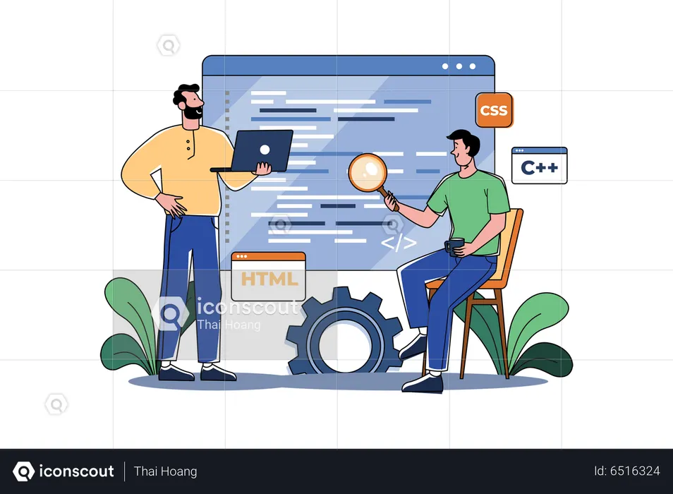 Programming team developed code  Illustration