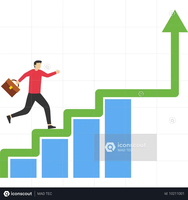 Progrès vers le succès, pas en avant pour développer l'entreprise  Illustration