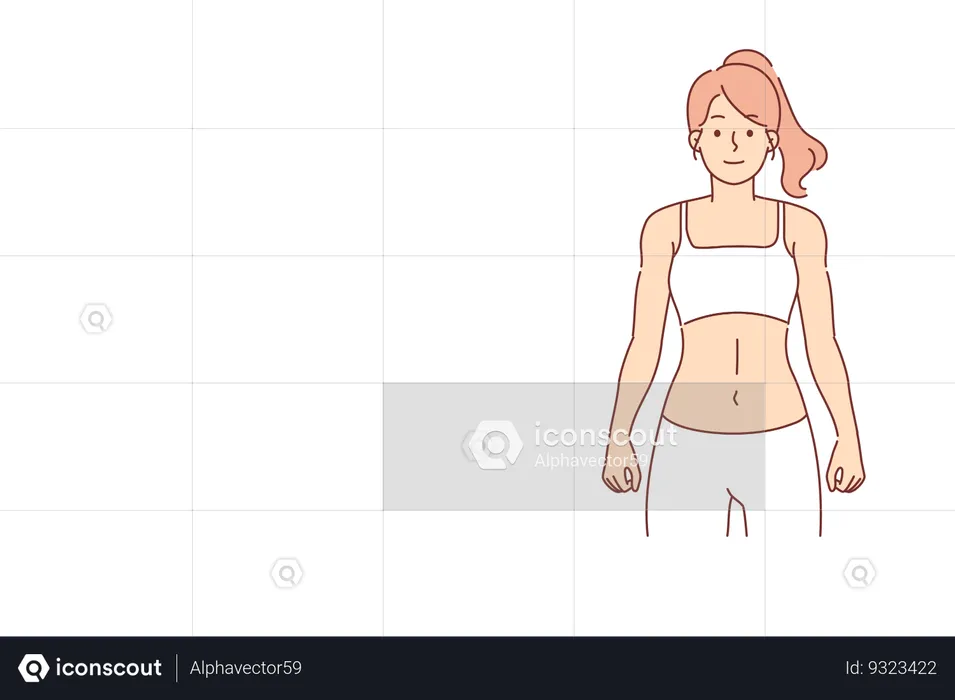 Progress of woman losing weight getting rid of body fat thanks to diet and regular exercise  Illustration