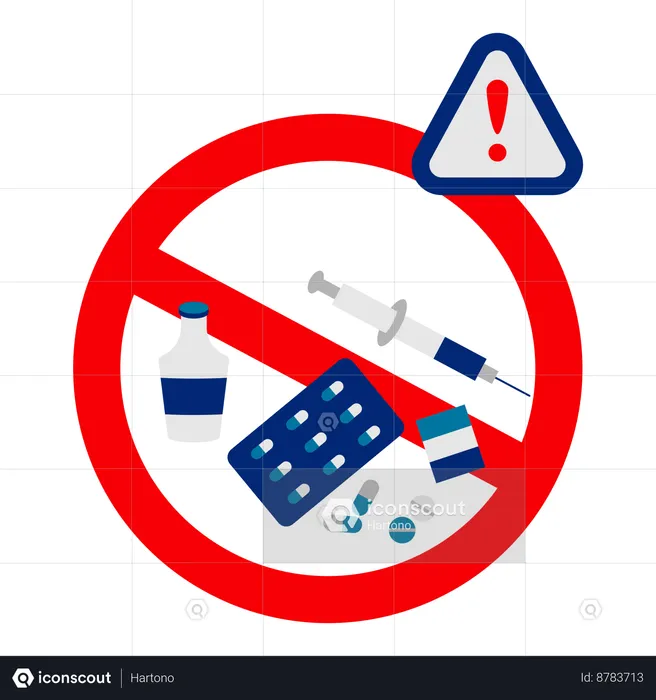 Prohibition sign for use of drugs  Illustration
