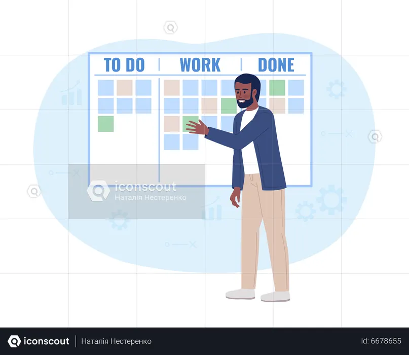 Project manager using task board  Illustration
