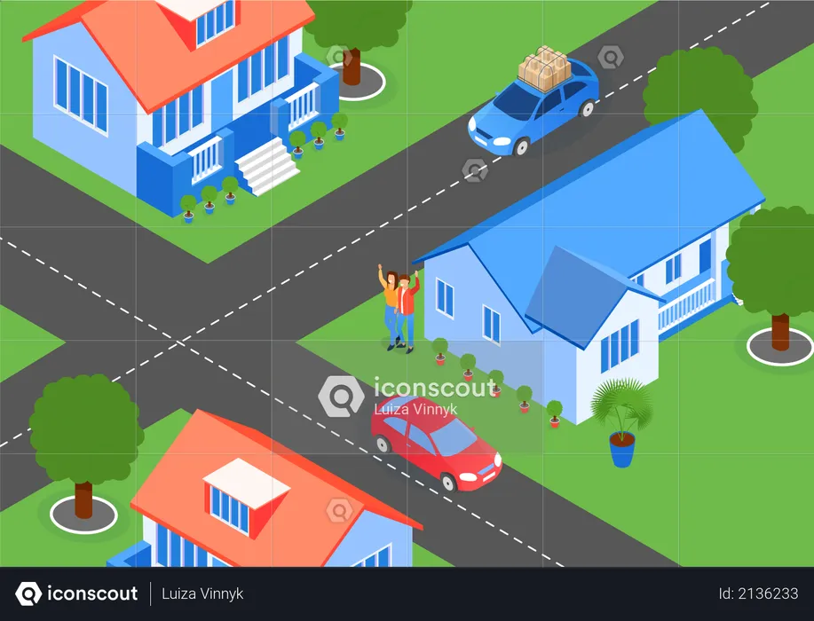 Projection Layout Residential Area with Projects Houses  Illustration
