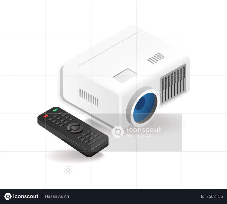 Projector and remote for presentation  Illustration