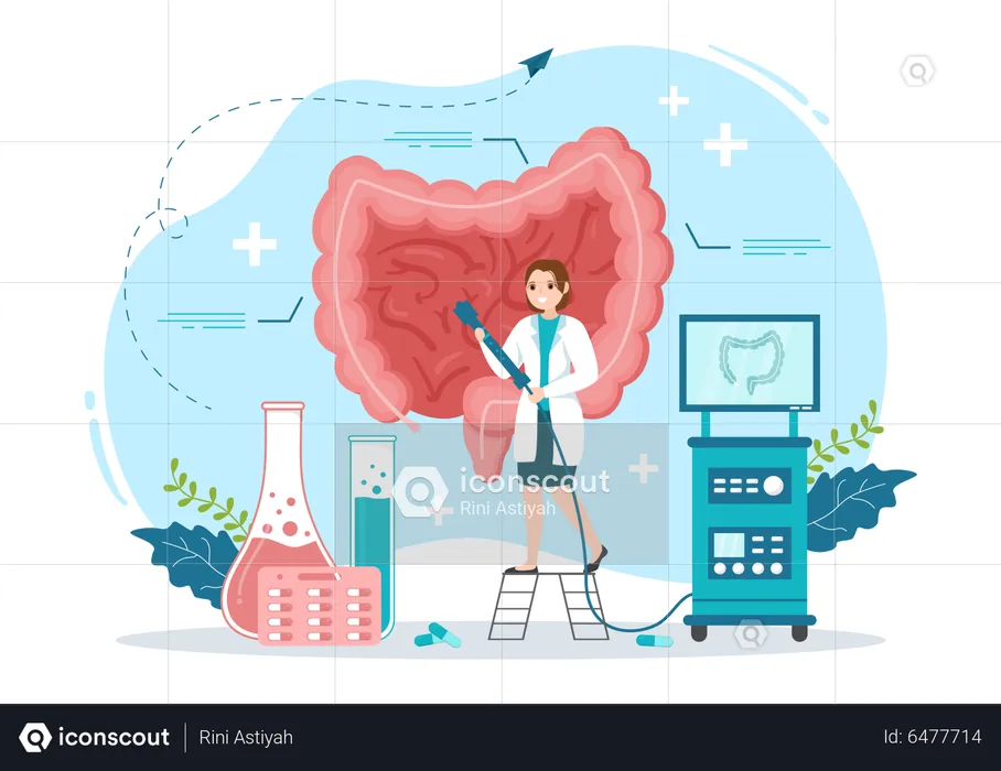 Proktologin führt Test durch  Illustration