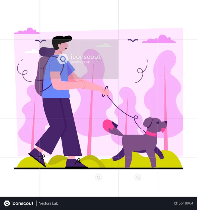 Promeneur de chien  Illustration
