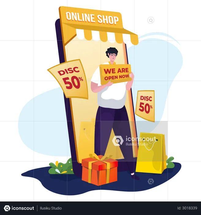 Promoção de abertura de loja online  Illustration