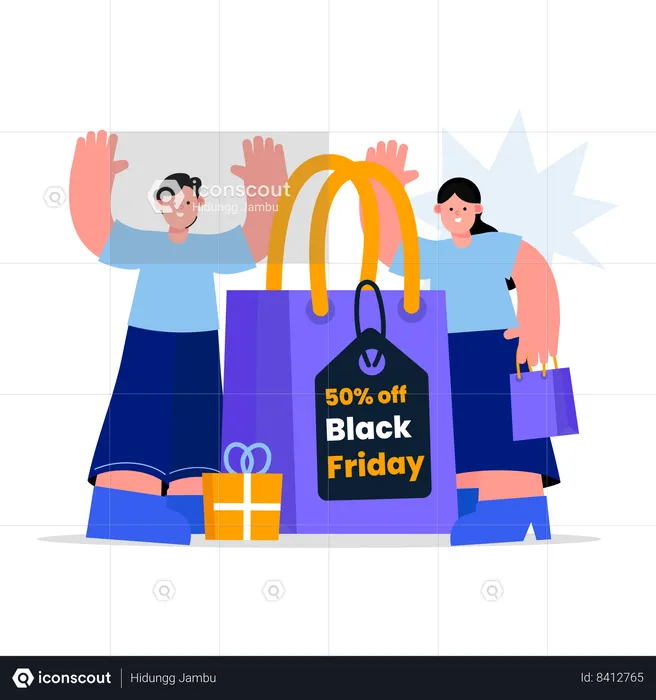 Promoção de compras para casal na Black Friday  Ilustração