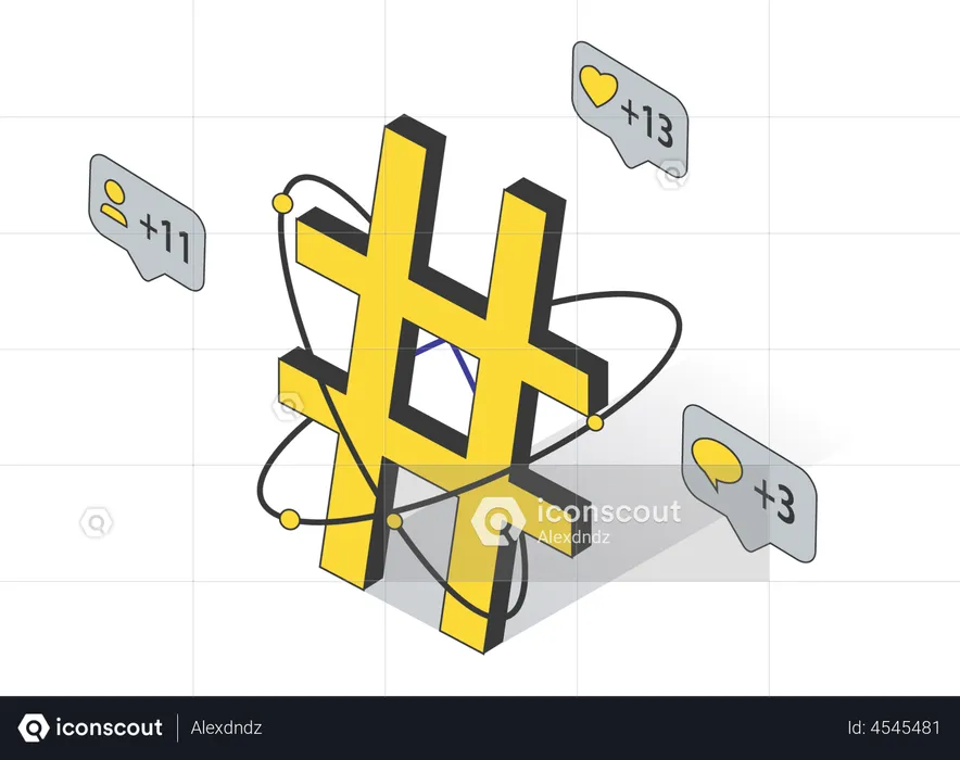 Promoção de hashtag nas redes sociais  Ilustração